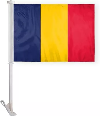 Chad Car Window Flags Stitched Hems 19  Stiff Pole 2-Sided Wpoly • £22.37