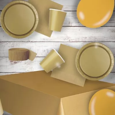 £4.25 • Buy Gold Party Supplies Tableware (Cups Plates Napkins Tablecover)