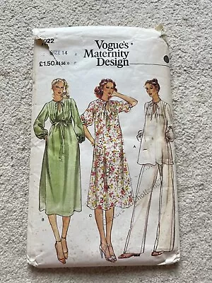 Vintage Vogue Maternity Sewing Pattern 7022 Pin Tuck DressSmockTrouser Set • £8