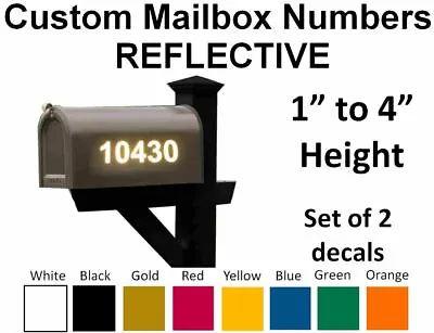  SET OF 2 - Custom Mailbox Numbers REFLECTIVE Vinyl Decals Stickers House Street • $5