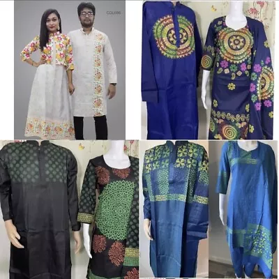 Matching Salwar Kameez Panjabi Block Print Couple Dress Kurta 3 Piece Kurti • £10