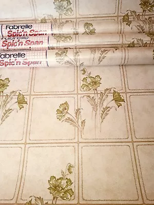 £30 • Buy X4 Vintage FABRELLE Wallpaper Botanical Floral Flowers Retro 60s 70s Poppy Tile