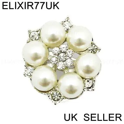 £19.39 • Buy New Small Silver Diamante Pearl Brooch Pins Bouquet Job Lot Wedding Dress Bridal