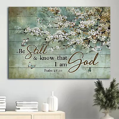 Jesus Poster -Blue Butterfly Vintage Painting White Flowers Poster - Gift F... • $15.42