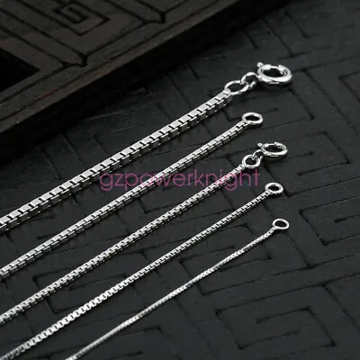 0.7-2.0MM Genuine 925 Sterling Silver Box Chain Necklace All Inch Stamped Italy • £58.79