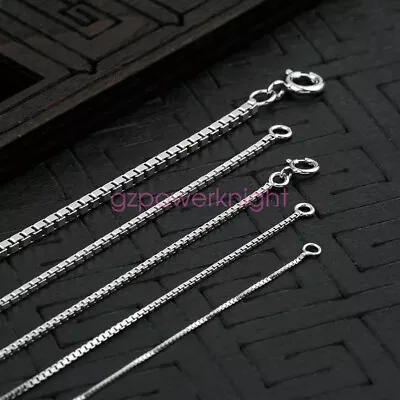 0.7-2.0MM Genuine 925 Sterling Silver Box Chain Necklace All Inch Stamped Italy • £58.79