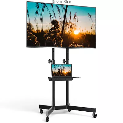 Rolling TV Stand With Mount For 32  To 65  Flat/Curved Screen TVs Up To 110 Lbs • $66.99
