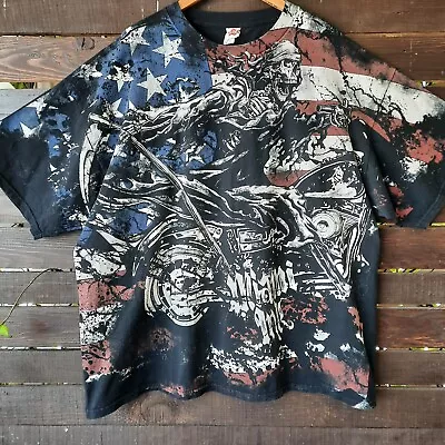 Vtg Miami Ink Biker Motorcycle Shirt Thrashed Distressed Faded Mens Size 3XL A5 • $17.98