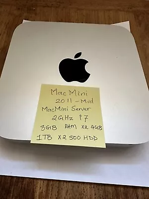 Apple Mac Mini Server (Mid 2011)  2 GHz Intel  I7 8 GB 2x500GB HDD • $119