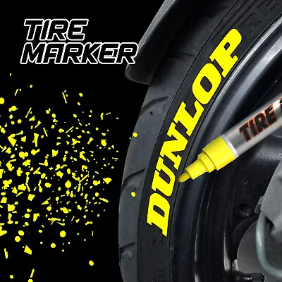 Yellow Rubber Tire Marker Permanent Paint Pen Oil Base Waterproof Motorcycle Car • $17.95