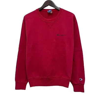 Champion Vtg 90s Men's Crewneck Sweatshirt Blank Red Fleece Lined Pullover L Euc • $16.90