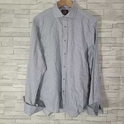 £9.90 • Buy Mens TAYLOR & WRIGHT Formal Shirt Grey Striped French Cuff Cotton Neck 15.5