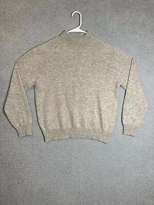 $31 • Buy Vintage Lord & Taylor 100% Cashmere Sweater Womens L Mock Neck Gray Pullover