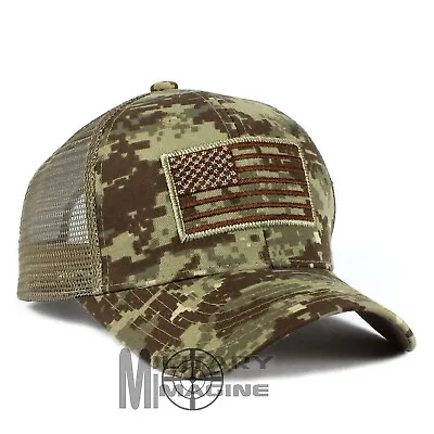 US Flag Hat Cap Mesh MARPAT Desert Digital Tactical Operator Snapback Baseball • $12.99
