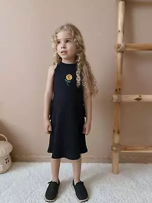 NWT Zara Black Flower Embroidered Long Dress For Baby Girl • $29.99