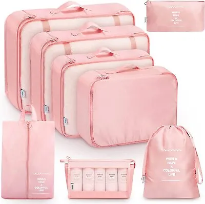 $21.99 • Buy 8 PCS Travel Luggage Organiser Cube Clothes Storage Pouch Suitcase Packing Bags.