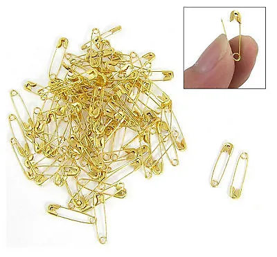 10 / 50 / 100 Small Tiny Gold Metal Steel Mini Safety Pins 2cm 20mm • £2.65