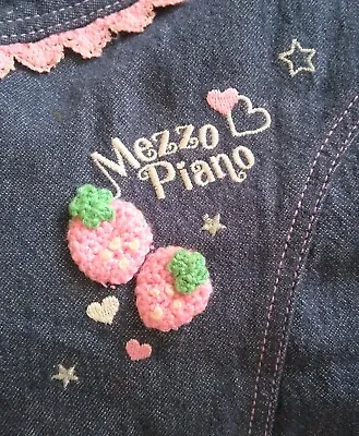 Mezzo Piano Denim Jacket Size 130cm Blue Pink Heart Strawberry Embroidery Gift • $68
