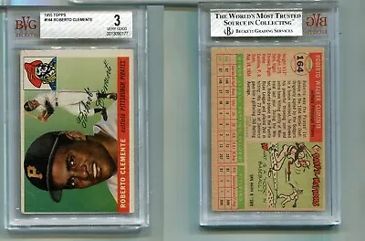 Roberto Clemente 1955 Topps Rookie Card #164 Bvg Vg 3 • $1999.99
