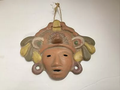 Vintage Terracotta Clay Aztec Mayan Mexican Style Face Mask Signed #2 • $39.99