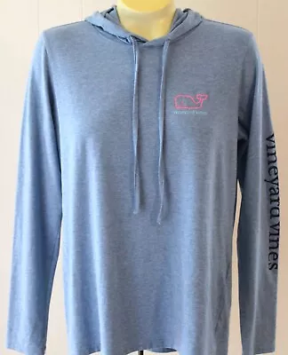 Vineyard Vines Edgartown Hoodie T Shirt M Blue Long Sleeves Stretch • $19.95