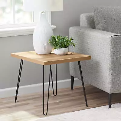 Hairpin Leg Square Side Table Oak • $31.01