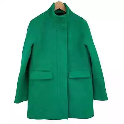 J. Crew Stadium Cloth By Nello Gori Green Wool Coat Full Zip Funnel Neck 6 • $68.99