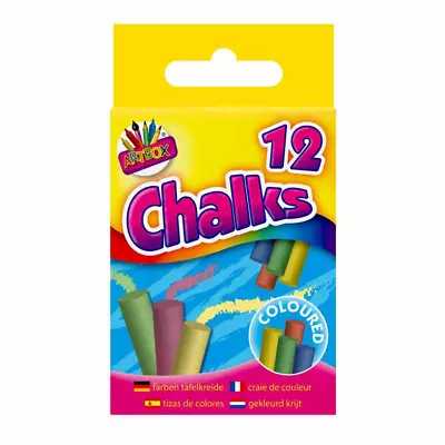 12 Standard Size COLOUR Chalk Sticks Pieces  Boxed Kids School Art Blackboard UK • £2.99