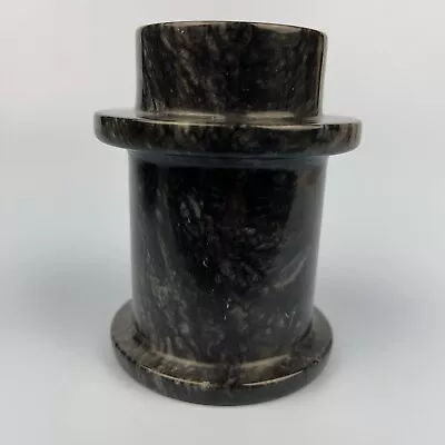 Vintage Heavy Black & Grey Marble Candle Holder • $19.50