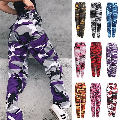 Ladies Women's Army Print Cargo Trousers Camouflage Combat Miltary Pants Joggers • £5.89