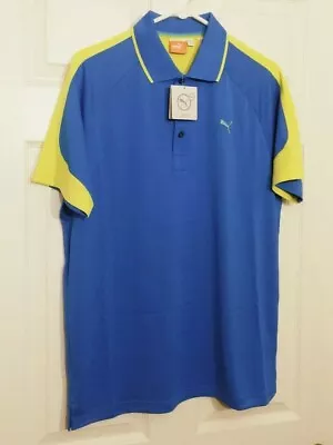 $34.95 • Buy PUMA Men's Size Medium Golf Colorblock Jaquard Blue Polo Short Sleeve ☆ NEW NWT 