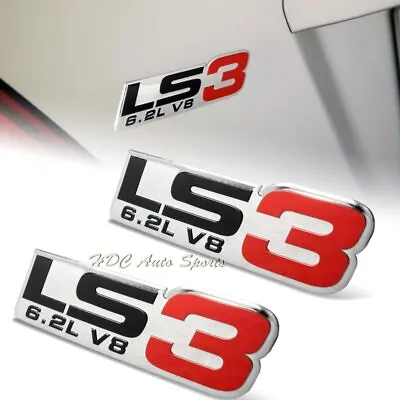 $6.99 • Buy 2 X LS3/6.2L/V8 Bumper/Trunk/Engine/Hood Red Aluminum Sticker Decal Emblem Badge