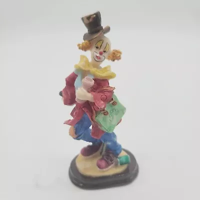 Vintage K's Collection Clown Figurine Holding Suitcase 6  Tall Top Hat Brown Grn • $18.80