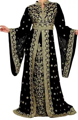 Ethnic Moroccan Dubai Kaftans Abaya Dress Very Fancy Long Gown Fabric Dress • £56.98