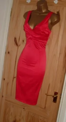 £25 • Buy Jane Norman Pink Stretch Satin Pencil Wiggle Bodycon Party Dress Size 10 12