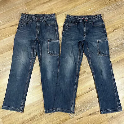 Lot Of 2 Alaskan Hardgear Duluth Jeans Mens 32x32 Blue Carpenter Pants Cordura • $41.99