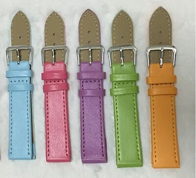 Men Women Width Genuine Leather Watch Band Straps Solid Watchband Trend 10Colors • $4.94