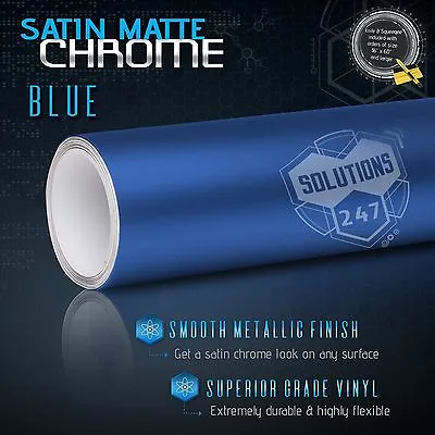 BLUE Premium Satin Matte Chrome Metallic Vinyl Film Wrap Sticker Bubble Free Air • $2.85