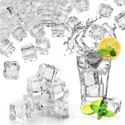 10 Pieces Clear Square Acrylic Ice Cubes For Photography Props Decor 20mm / 25mm • £7.97