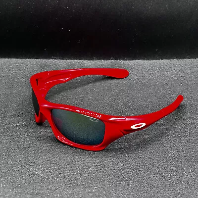 $145 • Buy Oakley Pit Bull Sunglasses Red W/ White Icons, Gray Mirrored Lenses - Used (EUC)