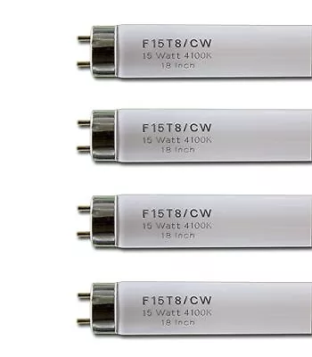 4pack 18inch F15T8-CW 15W Cool White Fluorescent Light Bulb 4100K Straight Tu... • $32.63