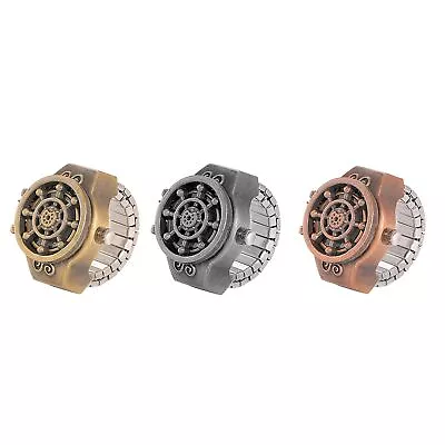 3Pcs Retro Men Women Rudder Case Finger Watch Analog Quartz Elastic Ring Watches • $18.99