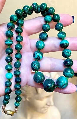 WONDERFUL Antique/Vintage Malachite & Chrome Diopside Beaded Necklace • $88