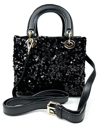 Sequinned  Handbag For Women Shoulder Crossbody Black • $49