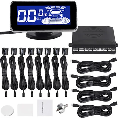 8X Parking Sensors Car Reverse Buzzer Alarm Kit Front & Rear LED Display Monitor • £24.85