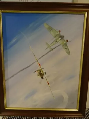 Barry Wallond WWII Aerial Dogfight Oil On Board • £125