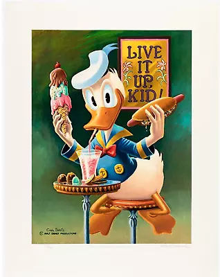 Another Rainbow 1981 Carl Barks Live It Up Donald You're 50! Lithograph #175/500 • $415