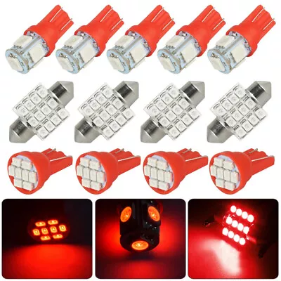 13x Red LED Interior Light For Car Dome License Plate Lamp Bulb Kit Accessories  • $7.91