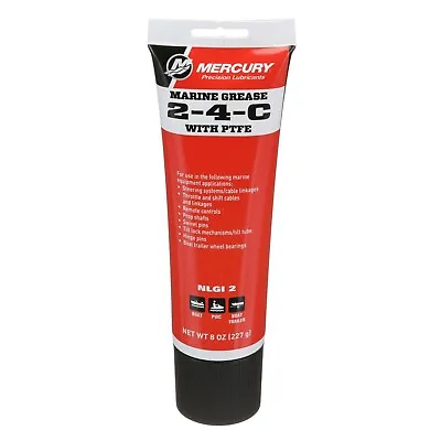 Mercury Marine Quicksilver 2 4 C Marine Lubricant Grease 8oz Tube PN 92-802859A1 • $12.95