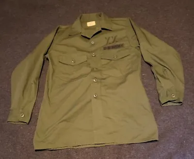 Post Vietnam Era US Army OG-107 Sateen Utility Button Shirt Jacket Jungle  1980 • $14.99